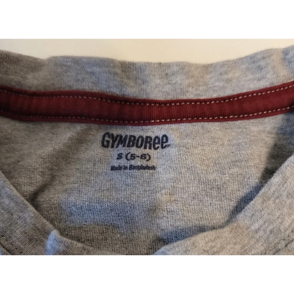 Gymboree Bull-It Train Bison Graphic Tee Kids S 5-6 Grey Short Sleeve Cotton